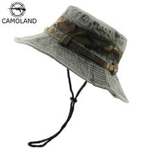 CAMOLAND-Sombrero de sol UPF 50 + para hombre y mujer, sombrero de cubo 100% algodón, Camuflaje, Patchwork, para exteriores, senderismo, pesca, Boonie 2024 - compra barato