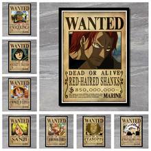 One Piece wanted-decoración circular para el hogar, póster de película Kraft, pegatinas de pared con núcleo de dibujo 2024 - compra barato