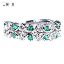 Baihe anel de diamantes cor sólida 14k ouro branco 0.30ct esmeralda natural 0.30ct, joias finas de casamento, anel de diamantes para mulheres 2024 - compre barato