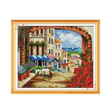 Joy Sunday средиземноморский пейзаж наборы для вышивки крестом красивая сцена Китайская вышивка Счетный номер рукоделие украшения для дома 2024 - купить недорого