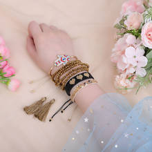 Pulseiras femininas zhongvi miyuki, bracelete com múltiplas camadas de contas de cristal com semente de boho, joia para presente de festa 2024 - compre barato