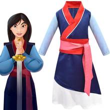 Drama Hua Mulan-vestido de princesa para niñas, traje de rol tradicional chino azul y rojo para disfraz de Halloween, Hanfu para niñas 2024 - compra barato