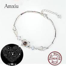 Amxiu 925 Silver Bracelet 100 languages I love you projection Bracelet Personalized Bracelets for Women Girls Wedding Jewelry 2024 - buy cheap