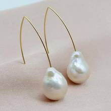 Favorite Pearl Store New White Baroque Flame Ball Real Pearl Earrings Large Gold Color Silvers Hook Women's Fine Jewelry 2024 - buy cheap