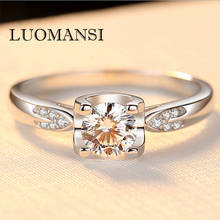 Luomansi anel de moissanite 0,5ct em forma de u, para mulheres, sólido 925 prata esterlina, presente de joia 2024 - compre barato