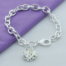 Hot Selling 925 Silver Bracelet Fashion Rose Flower Pendant Chain Bracelet For Women Men Sterling Silver Jewelry 2024 - buy cheap