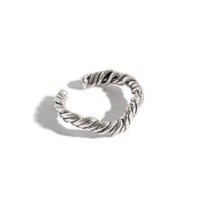 SHANICE-anillo abierto de Plata de Ley 925 para mujer, anillo con diseño de corazón antiguo, cuerda giratoria, anillo de Color plateado tailandés, anillo abierto geométrico 2024 - compra barato