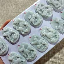 12 Pcs Nature Burma Jade 12 Animal Sign Amulet Blessing Pendant Chinese Zodiac Netsuke Talisman 2024 - buy cheap