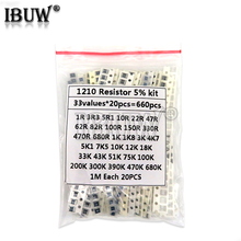 1210 SMD Resistor Kit Assorted Kit 1ohm-1M ohm hjxrhgal 5% 33valuesX 20PCS=660PCS DIY Kit 2024 - buy cheap