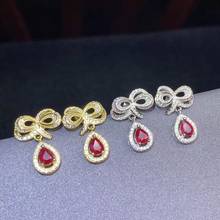 new fashion red natural ruby gemstone stud earrings for women silver jewelry  girl gift  red color good cut natural gem present 2024 - buy cheap