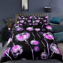 Purple Flower Bedding Set Fantasy Modern Black 3d Duvet Cover Sets Comforter Bed Linen Twin Queen King Single Size Gift Fashion 2024 - buy cheap