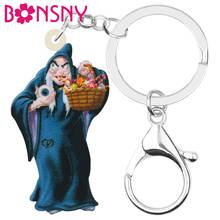 Bonsny Acrylic Halloween Blue Evil Magic Witch Keychains Key Ring Jewelry Gift For Women Kids Handbag Purse Accessory Decoration 2024 - buy cheap