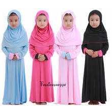 Muslim Islamic Girl Dress Long Sleeve Dresses Abaya Kaftan For Girls Dress+Hijab 2pcs Suits Combinaison Musulman Enfant Clothes 2024 - buy cheap