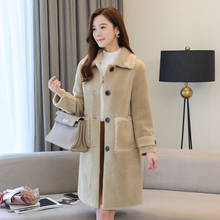 Imitation Fur Wool Coat Women's Particles Sheep Shearing Overcoat  Slim Mid-Long Wool Woolen Coat Thick Slim Female Outwear 2024 - buy cheap
