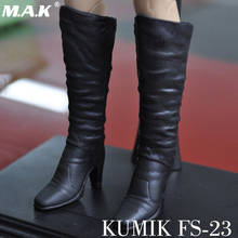 Zapatos negros a escala 1/6, modelo Kumik FS-23, botas huecas femeninas, juguetes que se ajustan al cuerpo de la figura de acción de 12" 2024 - compra barato