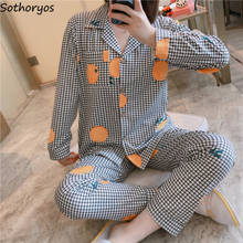Conjunto de pijama a cuadros para mujer, ropa de dormir con cuello vuelto, suave, de alta calidad, a la moda, para uso diario 2024 - compra barato