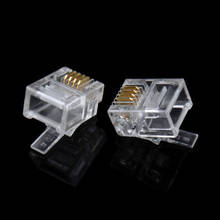 Conector de telefone celular 100x, durável, 4 pinos rj11 cabeça 6p4c, plugue modular, novo, quente, #8805 2024 - compre barato