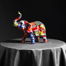 Resin Crafts Elephant Figurine Colorful Aminial Statue Sculpture Tabletop Free Standing 2024 - buy cheap