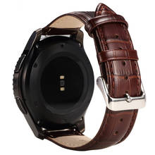 Pulseira de relógio de couro legítimo de 22mm, aço inoxidável, pulseira de substituição para samsung gear s3 frontier/s3 classic 2024 - compre barato