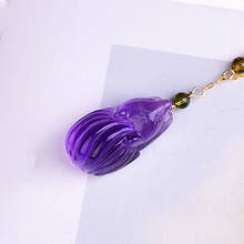 Purple Natural Crystal Pendants Hand Carved Nine Tails Fox Pendant Clavicle Chain Necklace Lucky for Women Girl Fashion Jewelry 2024 - buy cheap