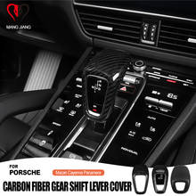 For Porsche Panamera Macan Cayenne Gear Handle Gearbox Shift Knob Real Carbon Fiber Car Sticker Cap Cover Case Car Accessories 2024 - buy cheap