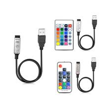 Dc 5v usb led rgb controlador mini 3 chaves dimmer/24key ir remoter/17 chaves rf controle remoto sem fio usb rgb led luz de tira