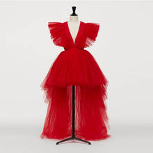 Женское вечернее платье из тюля, Красное длинное вечернее платье с глубоким v-образным вырезом, лето 2020 2024 - купить недорого
