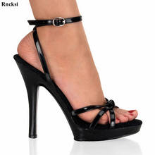 Rncksi-Sandalias con punta de plataforma abierta para mujer, zapatos de tacón de aguja con nudo clásico de 5 pulgadas, con plataforma, color negro, nuevos y sexys, a la moda 2024 - compra barato