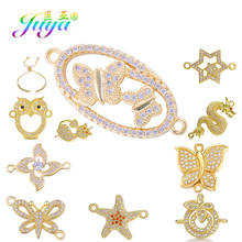 Juya Micro Pave Zircon DIY Jewelry Findings Flower Dragon Star Butterfly Charm Connectors For Bracelets Earrings Jewelry Making 2024 - buy cheap