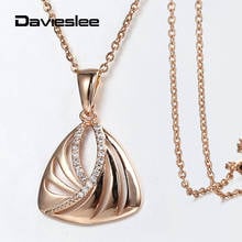 585 Rose Gold Pendant Necklace for Women Cubic Zircon Triangle Wings Carved Pendant Stainless Steel Link Chain 20inch LGP412 2024 - buy cheap
