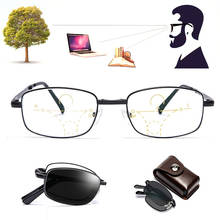 Óculos de leitura fotocromático para homens, óculos para presbiopia, dobrável e progressiva multifocal com dioptria far0 para 1.5 e 2.5 2024 - compre barato