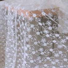 1 jarda tecido renda fora de tule branco flor bordado macio renda de noiva tecido 55 polegadas largura alta qualidade 2024 - compre barato