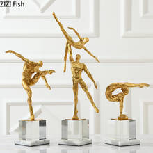 Golden Resin Gymnastic Dance Marble Crystal Base Ornaments Desktop Decoration Gymnast Resin Figurines Crafts Nordic Home Decor 2024 - compre barato