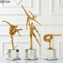 Golden Resin Gymnastic Dance Marble Crystal Base Ornaments Desktop Decoration Gymnast Resin Figurines Crafts Nordic Home Decor 2024 - buy cheap