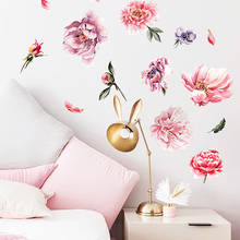 Pegatinas de flores de peonía pintadas literarias DIY, pegatinas de decoración de TV de muebles, calcomanías de vinilo para pared 2024 - compra barato