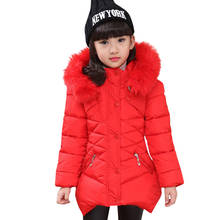 Girls clothing Warm Down Jacket For Girl clothes Long Winter Thicken Parka Fur Hooded Children Outerwear Coats 6 8 10 12 14 15 2024 - buy cheap