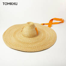 Fashion Spring Summer New Elegant Custom Style High-top Straps Oversized Sun Hat Women Sunscreen Style Straw Hat Fedora Foldable 2024 - buy cheap