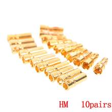 10 pares de conector plug de brocas de 3.5mm, conector de plugue de broca banhada a ouro para motor rc conector de bateria macho + fêmea 2024 - compre barato