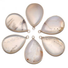 Pingentes de pedra de ágata natural, amuletos em forma de gota de água para fazer jóias e presentes de colar 2024 - compre barato