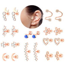 Ear Tragus Conch Studs Piercing Helix Opal Crystal Lip Labret Plug Steel Daith Earring Nose Piercing Cartilage Jewelry Rings 16g 2024 - buy cheap