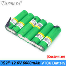 Turmera 10.8V 12.6V 3S2P 6000mAh Li-ion Battery 18650 VTC6 3000mAh 30A Battery with Soldering for Screwdriver Battery Customized 2024 - buy cheap