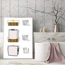 Настенная бумага для туалета в нордическом современном стиле, рисунок на холсте, забавные мультяшные постеры и принты, декор для гостиной 2024 - купить недорого
