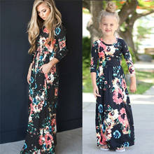 2021 Long-family Look Fashion Dresses For Mother Daughter Floral Girls Dress Family Matching Mommy And Me Clothes Outfits New 2024 - buy cheap