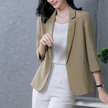 100% Heavey Silk Blazers Women Suit Office Lady Style Simple Design Three-quarter Sleeve Single Button 3 Colors Suit New Fashion 2024 - buy cheap