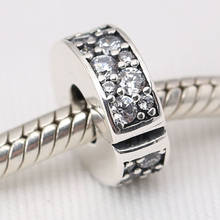 S925  DIY Jewelry Shining Elegance Clips Stoppers Charm fit Lady Bracelet Bangle Clear CZ 2024 - buy cheap