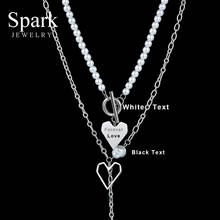 Spark colar com pingente de coração vazado, de aço inoxidável, pérolas redondas, corrente removível, para mulheres, meninas, joias personalizadas 2024 - compre barato