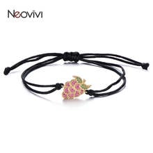 Nevivi pulseira de corda vermelha com zircônia, pulseira roxa verde, faça você mesmo, joias femininas gentis, presentes para meninas 2024 - compre barato