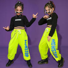 Fantasia jazz hip-hop para crianças, conjunto de roupas fluorescentes para dança, hip-hop, palco, roupa bl5722 2024 - compre barato