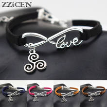 New Personality Triskele Triskelion Triple Spiral Charms Infinity Leather Bracelets for Unique Party Love Jewelry Gifts 2024 - buy cheap