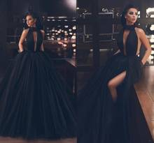 Sexy Black Ball Gown Prom Dresses Backless Deep V Neck  Sweep Train Evening Gowns Formal Dress  robe de soiree vestidos 2024 - buy cheap